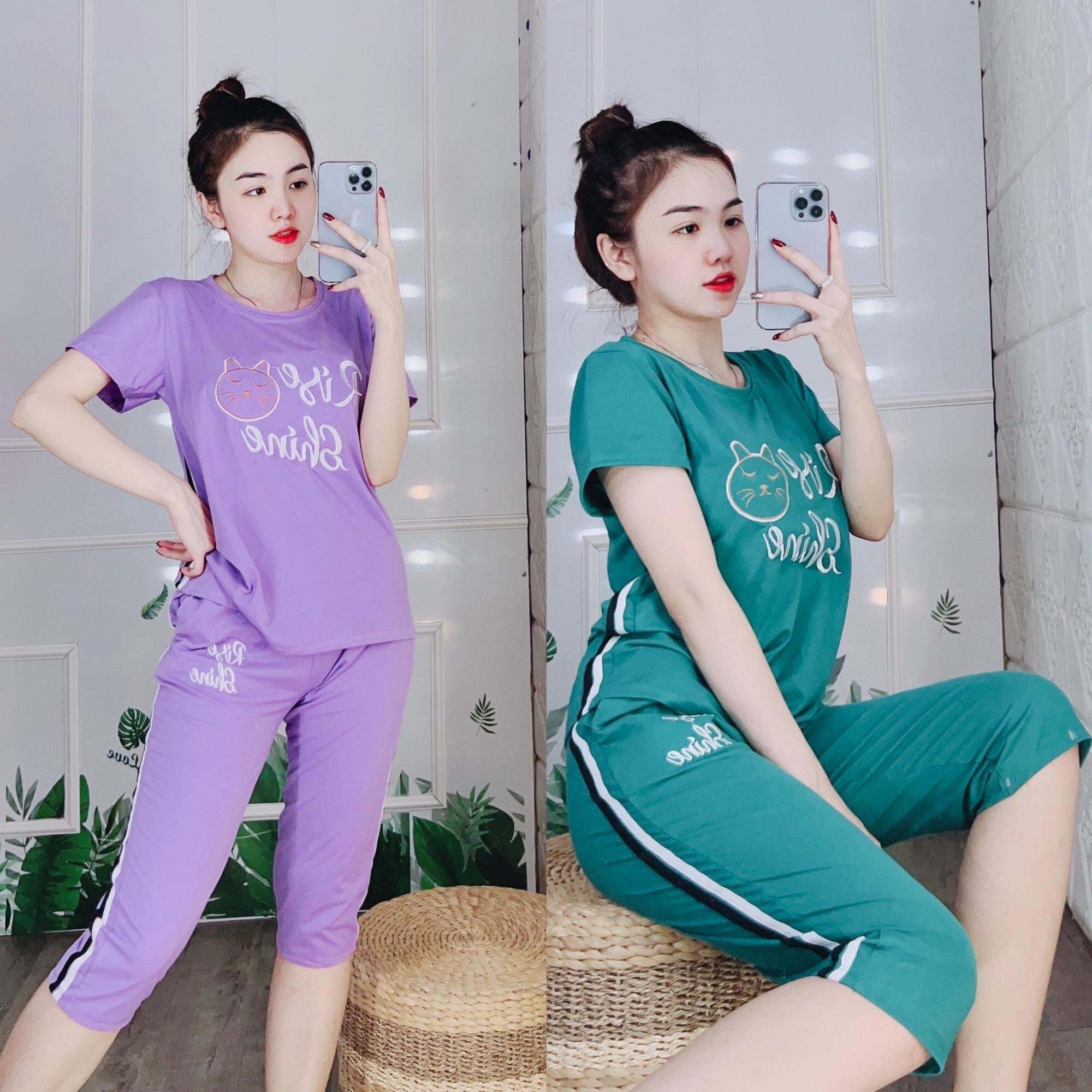 Đồ bộ nữ mặc nhà bộ đồ thun lửng đồ bộ thun cotton bigsize mặc nhà dễ thương