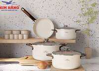 Bộ 5 cái nồi + Chảo CERAMIC nhôm tráng men chống dính Kim Hằng