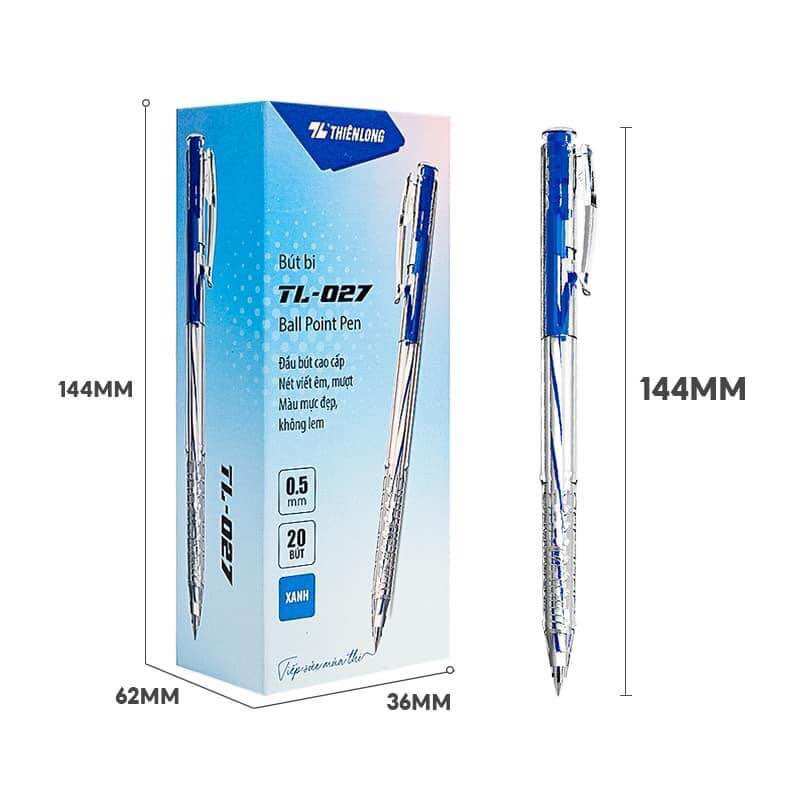 Bút bi thiên long tl-027 mực xanh ngòi 0.5mm