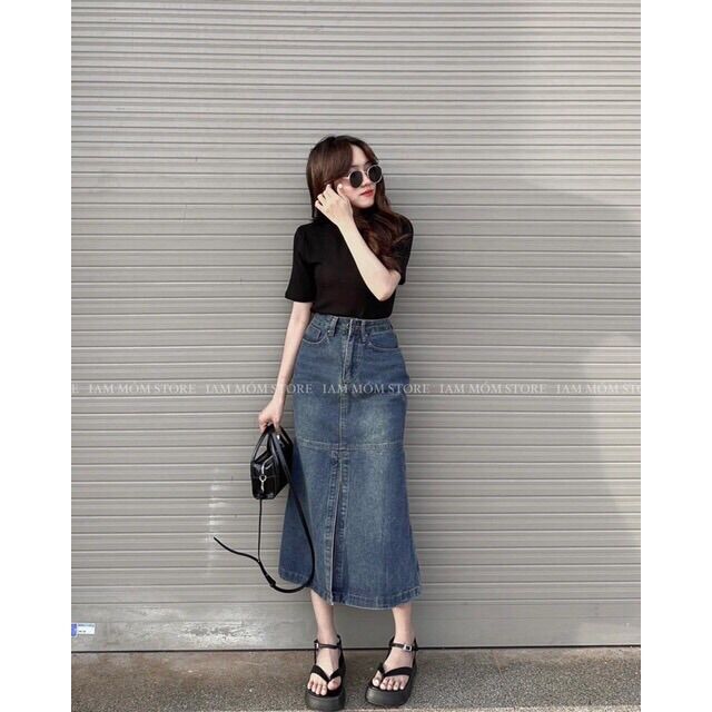 Chân váy jeans đuôi cá xẻ trước siêu hot #666