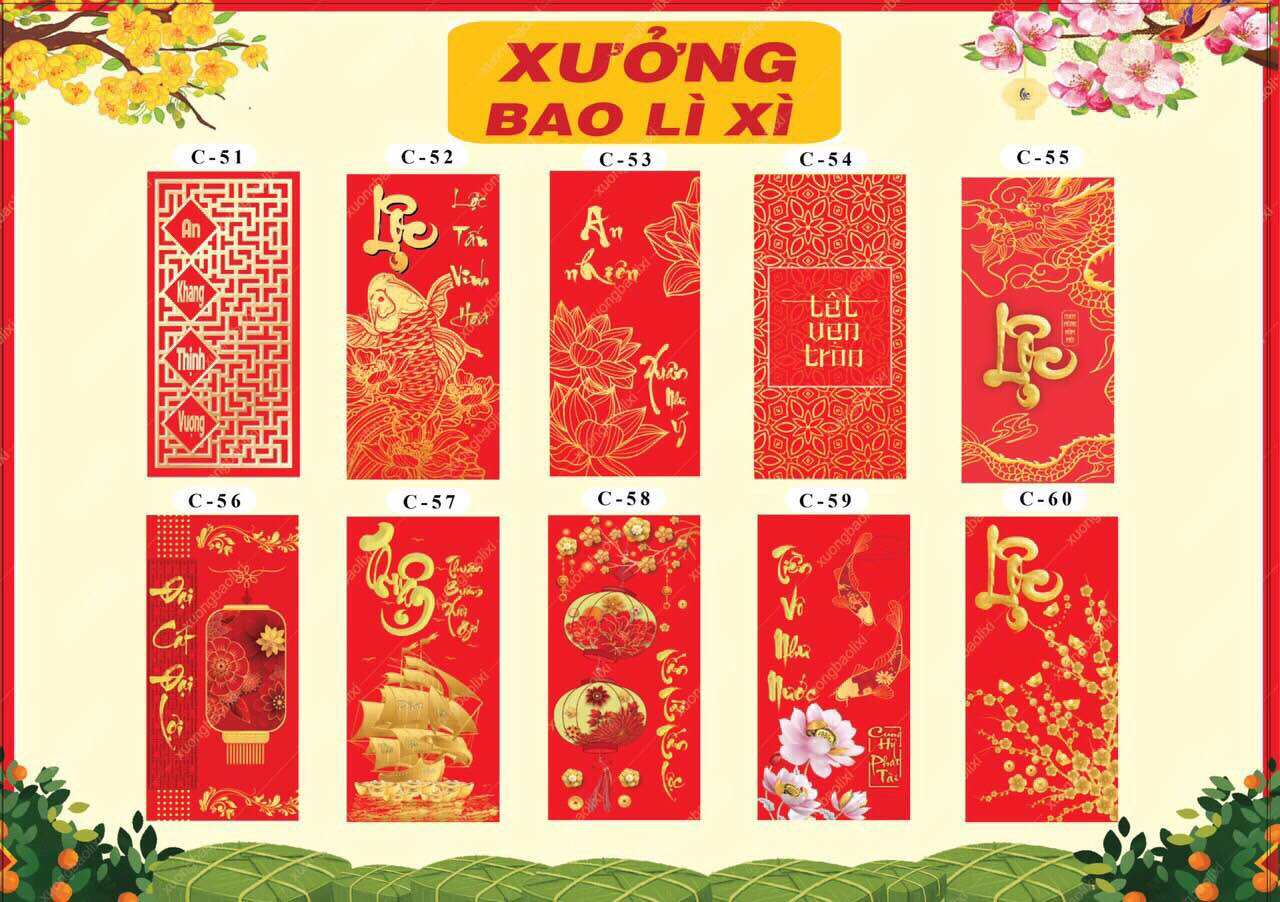 Combo 50 bao lì xì tết truyền thống