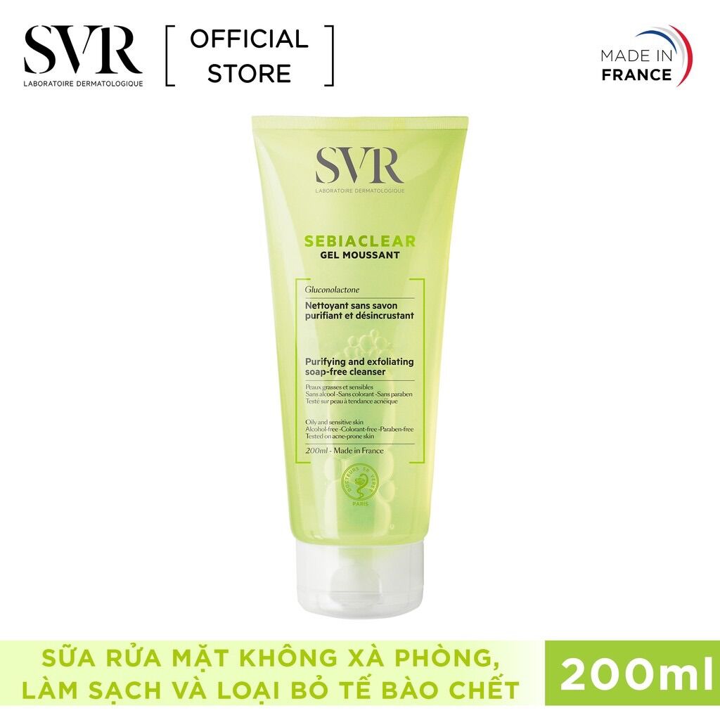 SVR Gel rửa mặt dành cho da dầu Sebiaclear Moussant 55ml