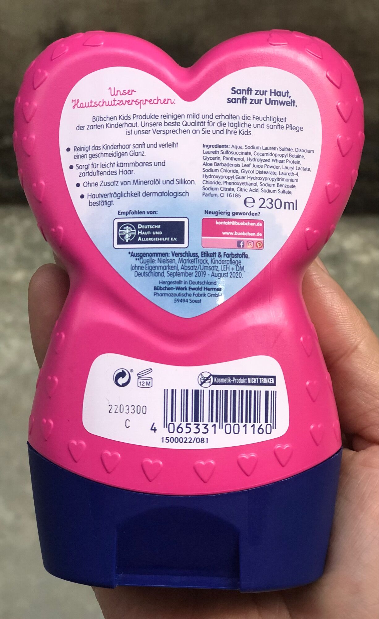 Dầu Gội Xả 2In1 Bubchen Công Chúa Rosalea HÀNG ĐỨC, Giúp tóc Bé Suôn Mượt, Ngát Hương Thơm 230ml