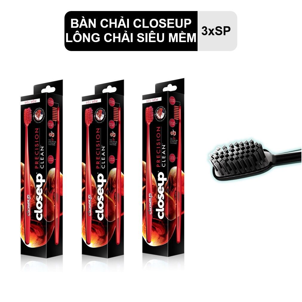 Bàn chải đánh răng Close Up Precision Clean - thiết kế gấp 3X lượng lông chải siêu mềm mảnh chải sạch hiệu quả