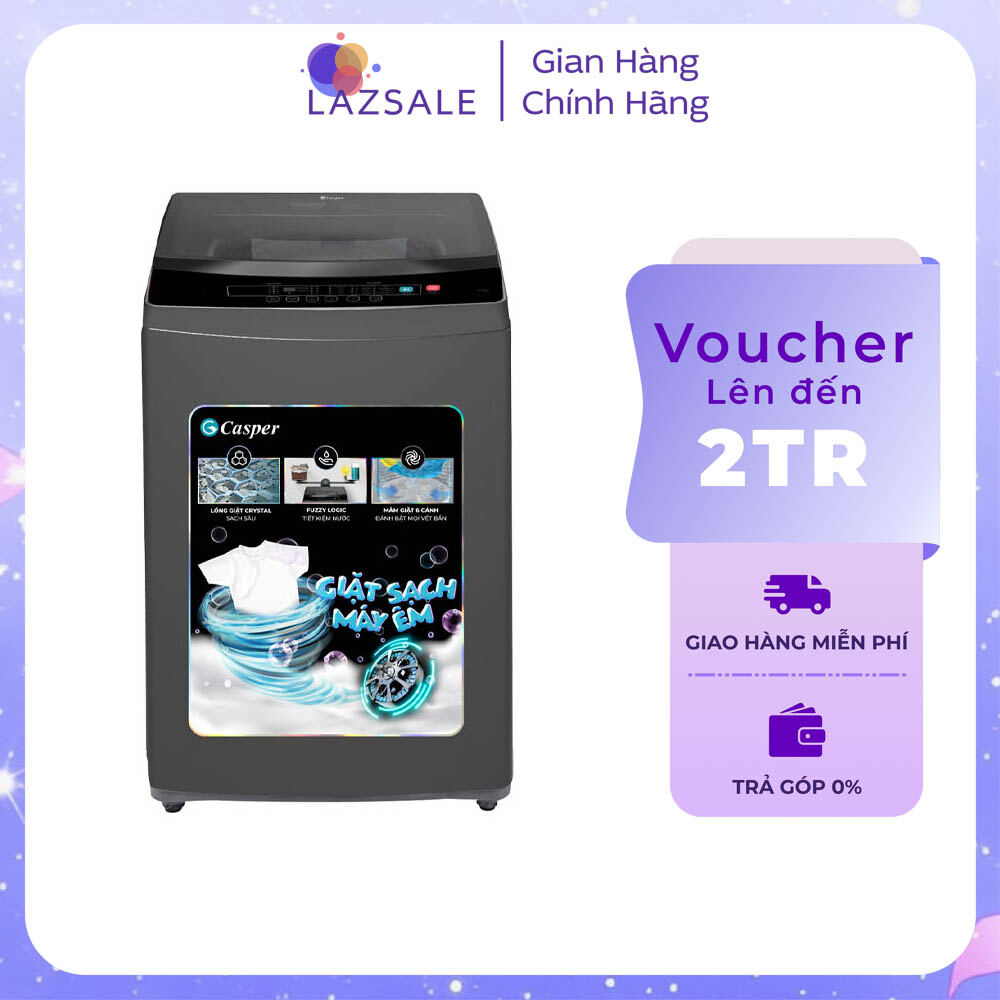 Máy giặt Casper 9.5 kg WT-95N68BGA - Công nghệ suy luận ảo Fuzzy Logic - Hệ thống 3 luồng nước tác động - Lồng giặt Crystal - Vệ sinh và sấy khô lồng giặt