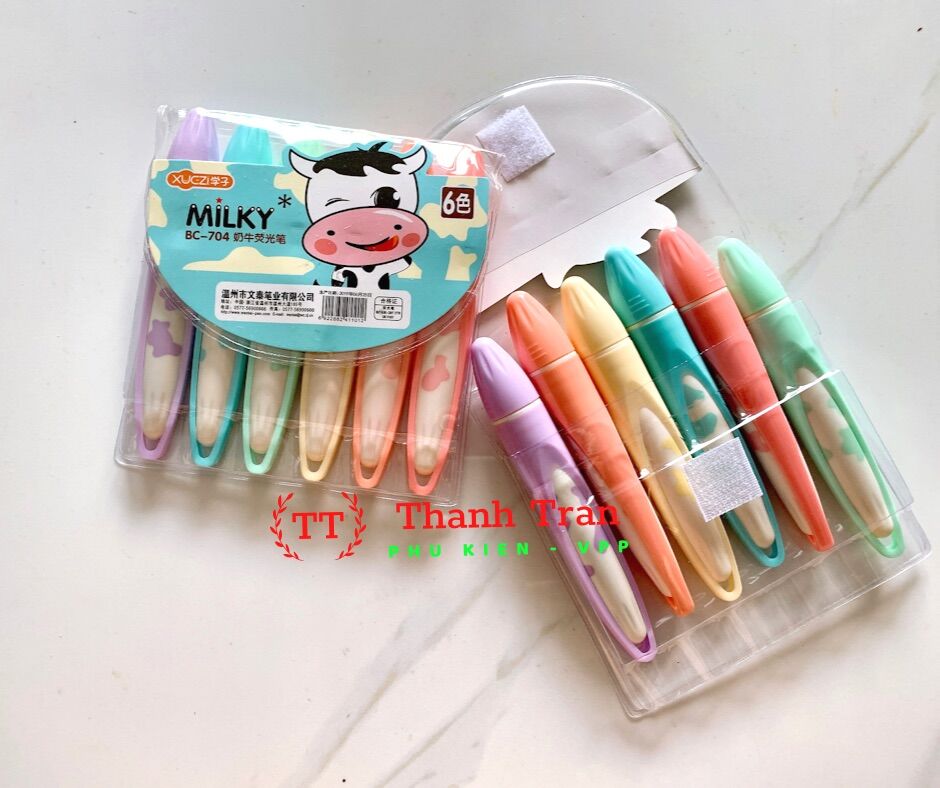 Bút dạ quang bò sữa (vỉ 6 cây)