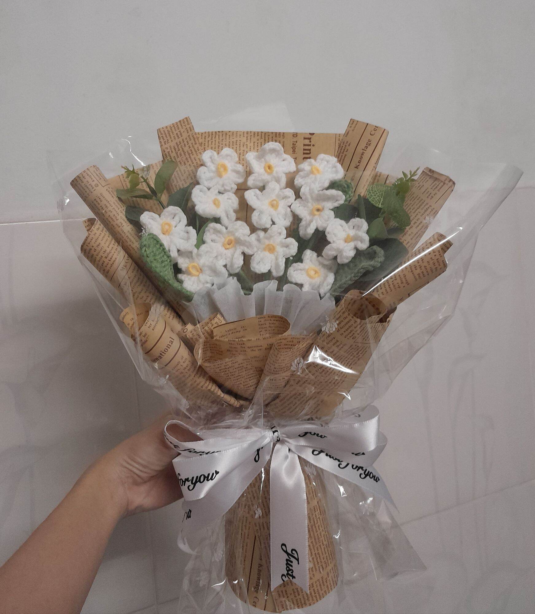 Bó hoa lưu ly bằng len handmade 15 bông