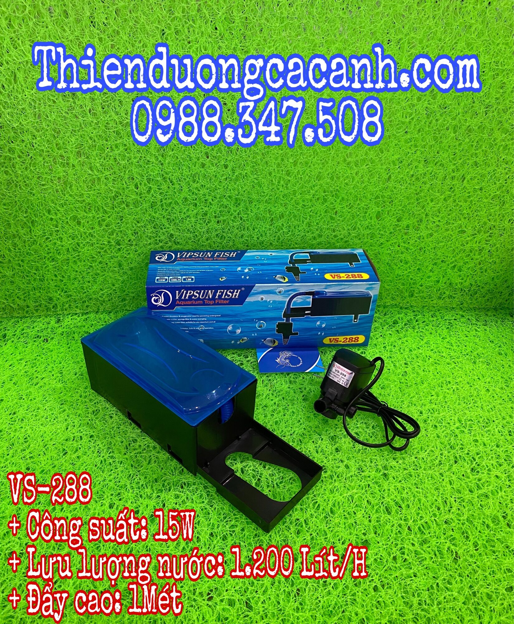Bộ máng lọc và máy bơm lọc nước hồ cá vipsun vs-288