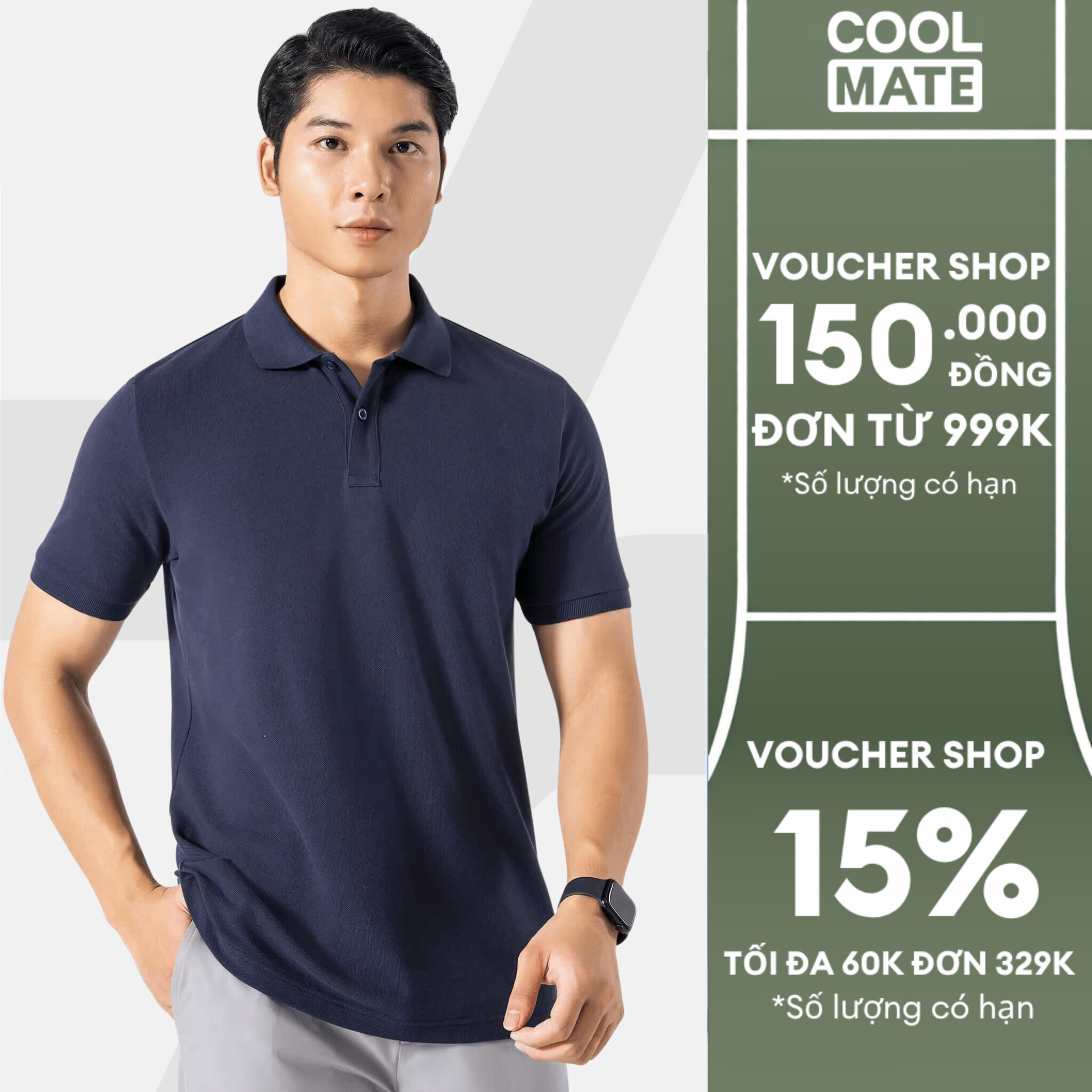 Áo thun nam Basic có cổ, Polo Pique 100% Cotton thoáng mát, thấm hút, ít xù lông - Coolmate