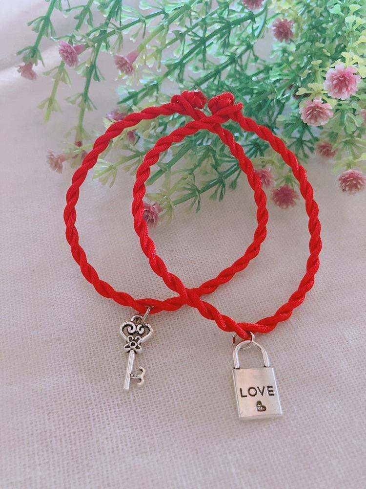 Vòng tay cặp đôi dây may mắn ổ chìa khoá, vòng tay cặp tình yêu giá rẻ