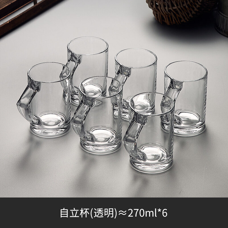 Bộ cốc thủy tinh táo xanh cốc nước văn phòng tay cầm chịu nhiệt dùng trong gia đình cốc uống nước uống trà phòng khách