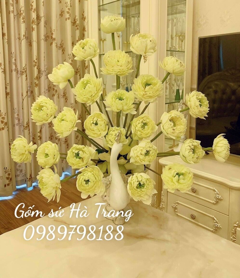 Chim công trang trí decor bày hoa quả cắm hoa