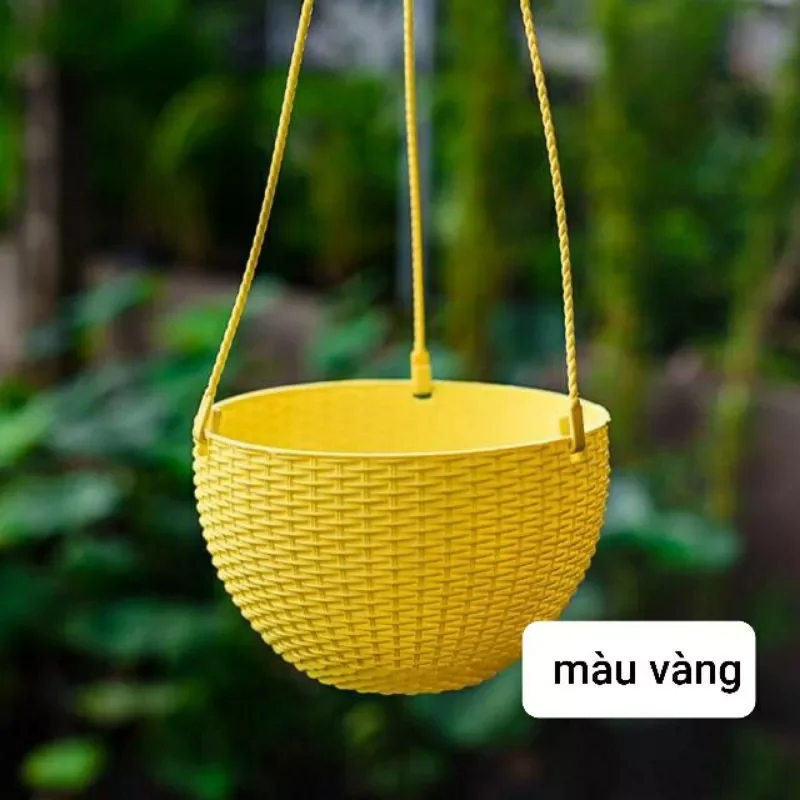combo 5 Chậu treo kiểu đan mây size lớn 20x13cm