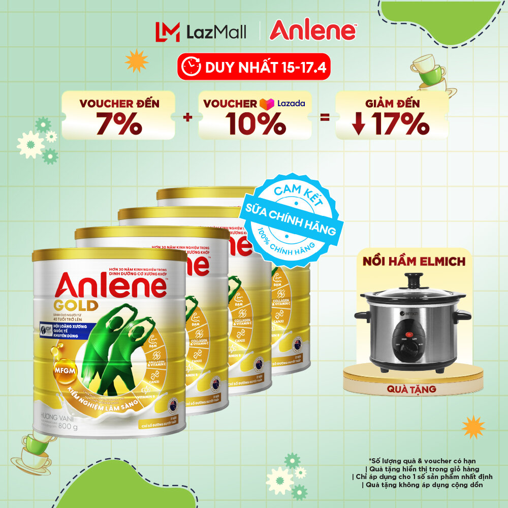 [Voucher giảm đến 26%]Combo 4 Sữa Bột Anlene Gold Hương Vani 800G