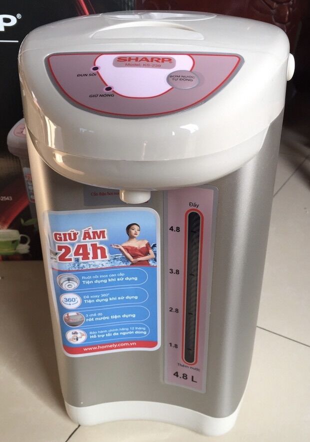 Bình Thủy Điện Sharp 4,8 lít[ Tự ngắt khi cạn nước, đun sôi khi nước nguội]