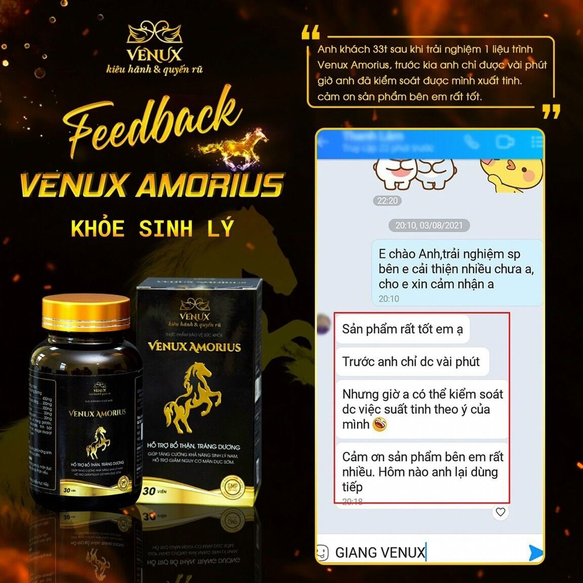 Sản phẩm Venux amorius, món quà cho phái mạnh