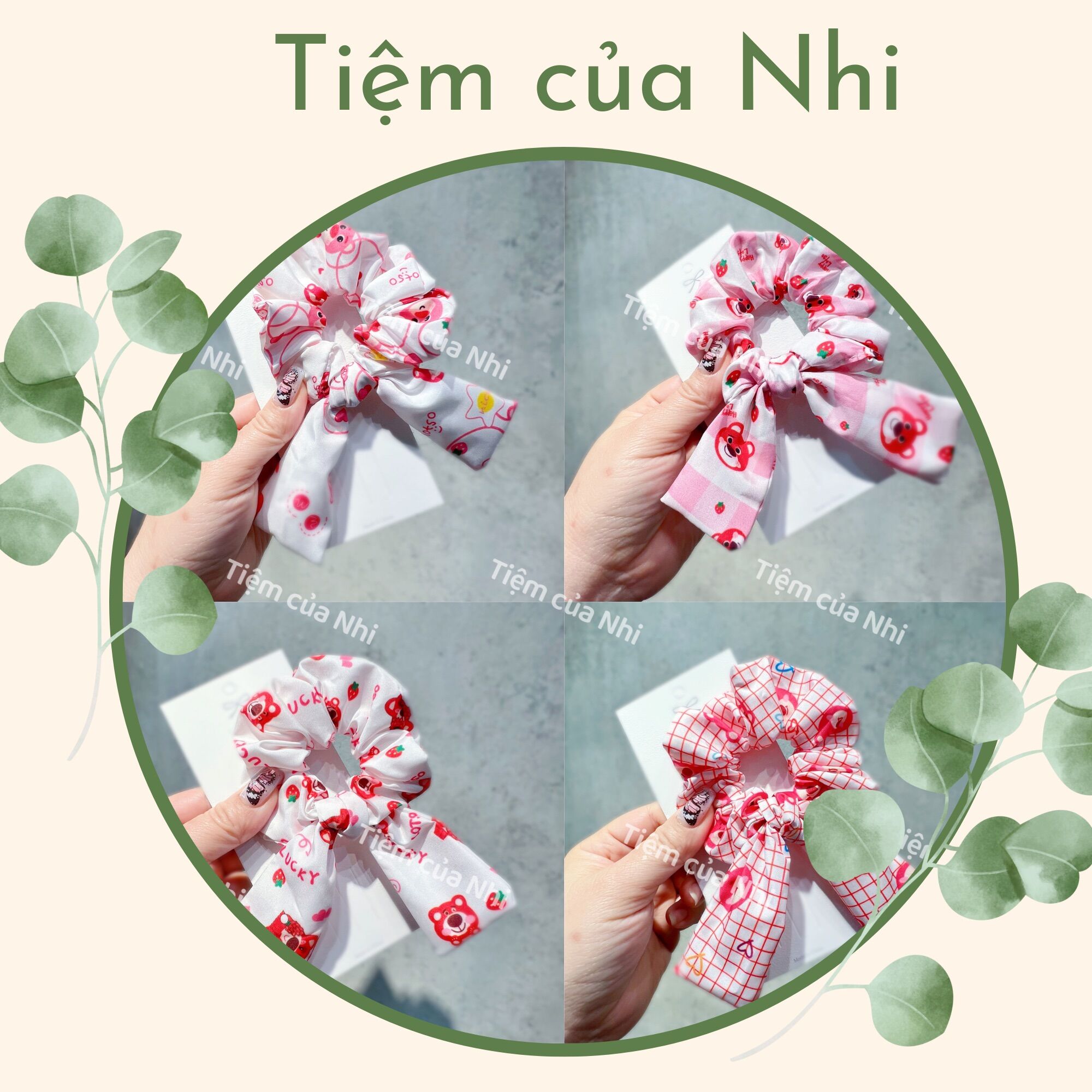 Cột tóc scrunchies gấu dâu lotso