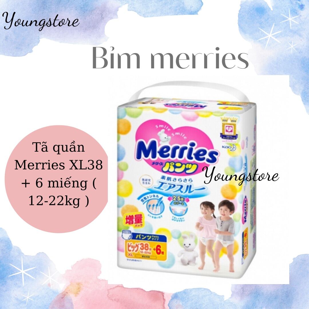CỘNG MIẾNG / ĐỦ SIZE - Bỉm Merries Nội Địa Nhật Bản - Dán/Quần NB96/S88/M68/M64/L58/L50/XL44/XXL28