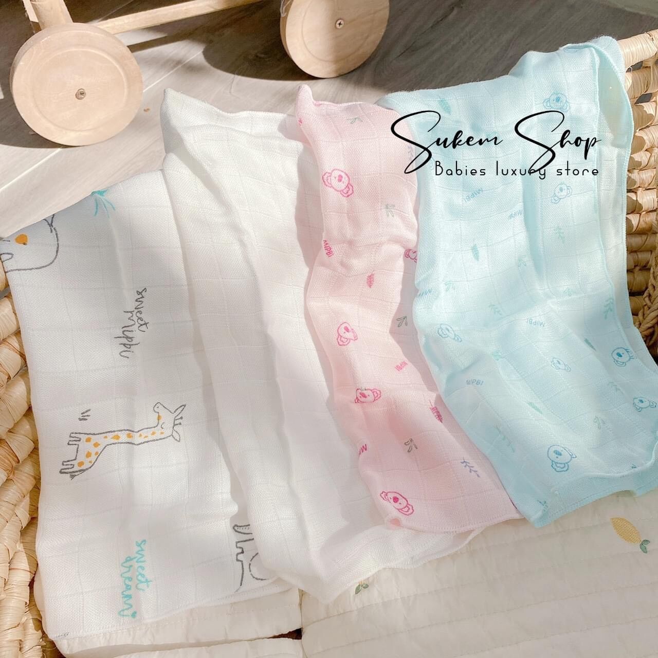 Khăn Sữa Sợi Tre MipBi ( Hộp 6 Chiếc)