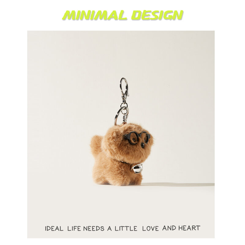 MDESIGN Quà Tặng Sinh Nhật Cặp Đôi Dễ Thương Bằng Vải Nhung Có Khóa Kéo Hình Chú Chó Đeo Chìa Khóa T