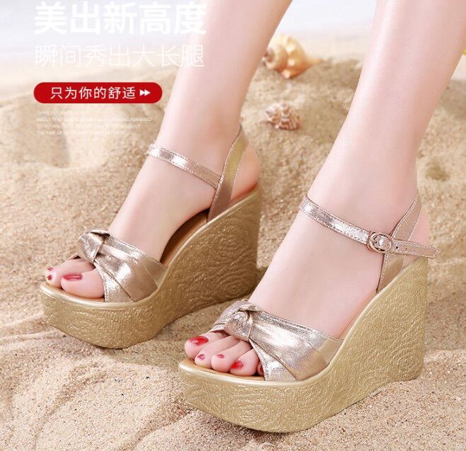 Giày sandal đế xuồng nơ cuộn 10f@&00
