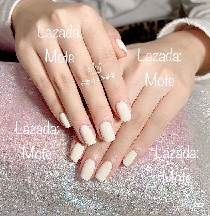 Nailbox tay màu trắng kem sơn trơn