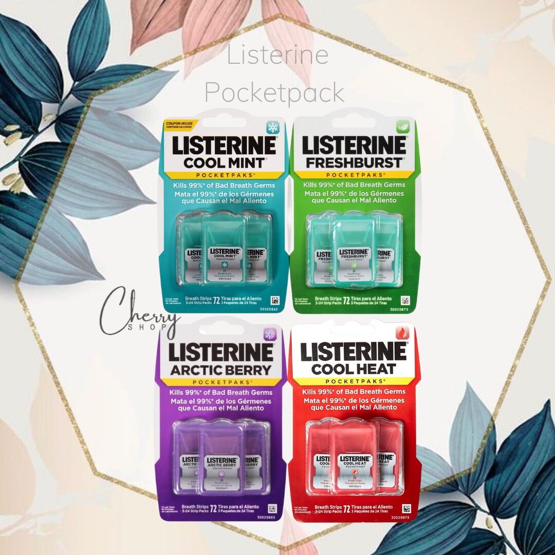 [Hàng USA] Miếng ngậm thơm miệng Listerine Pocketpaks (Vĩ 3 hộp x 24 miếng)