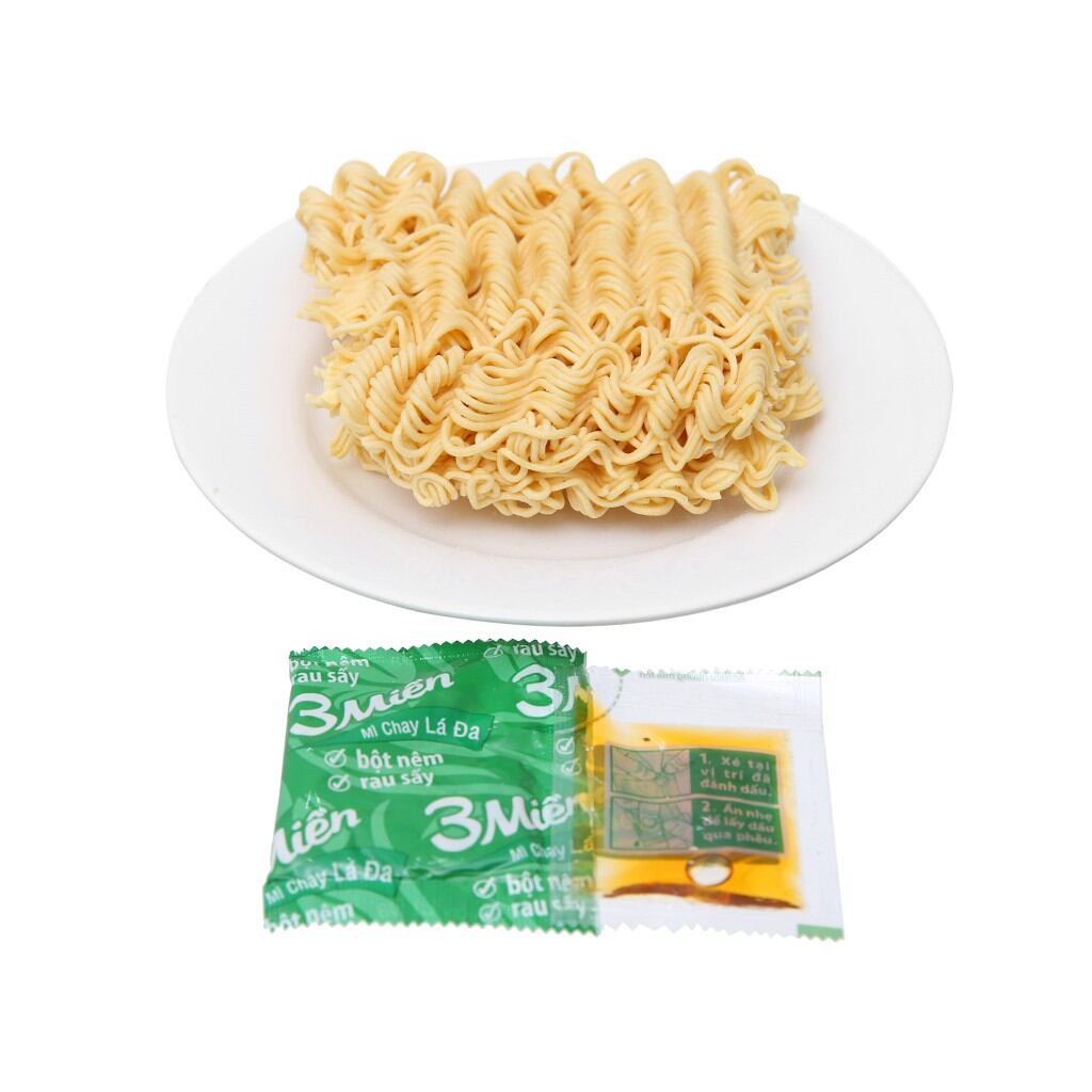 MÌ 3 MIỀN CHAY LÁ ĐA, GÓI 65G THÙNG 30 GÓI