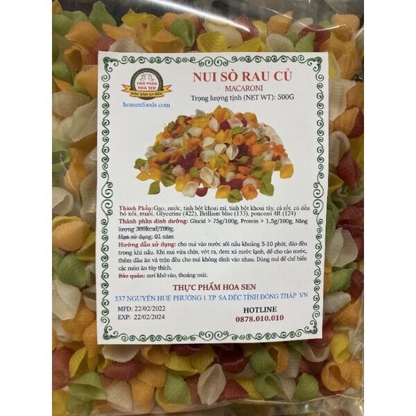 Nui sò rau củ 500g