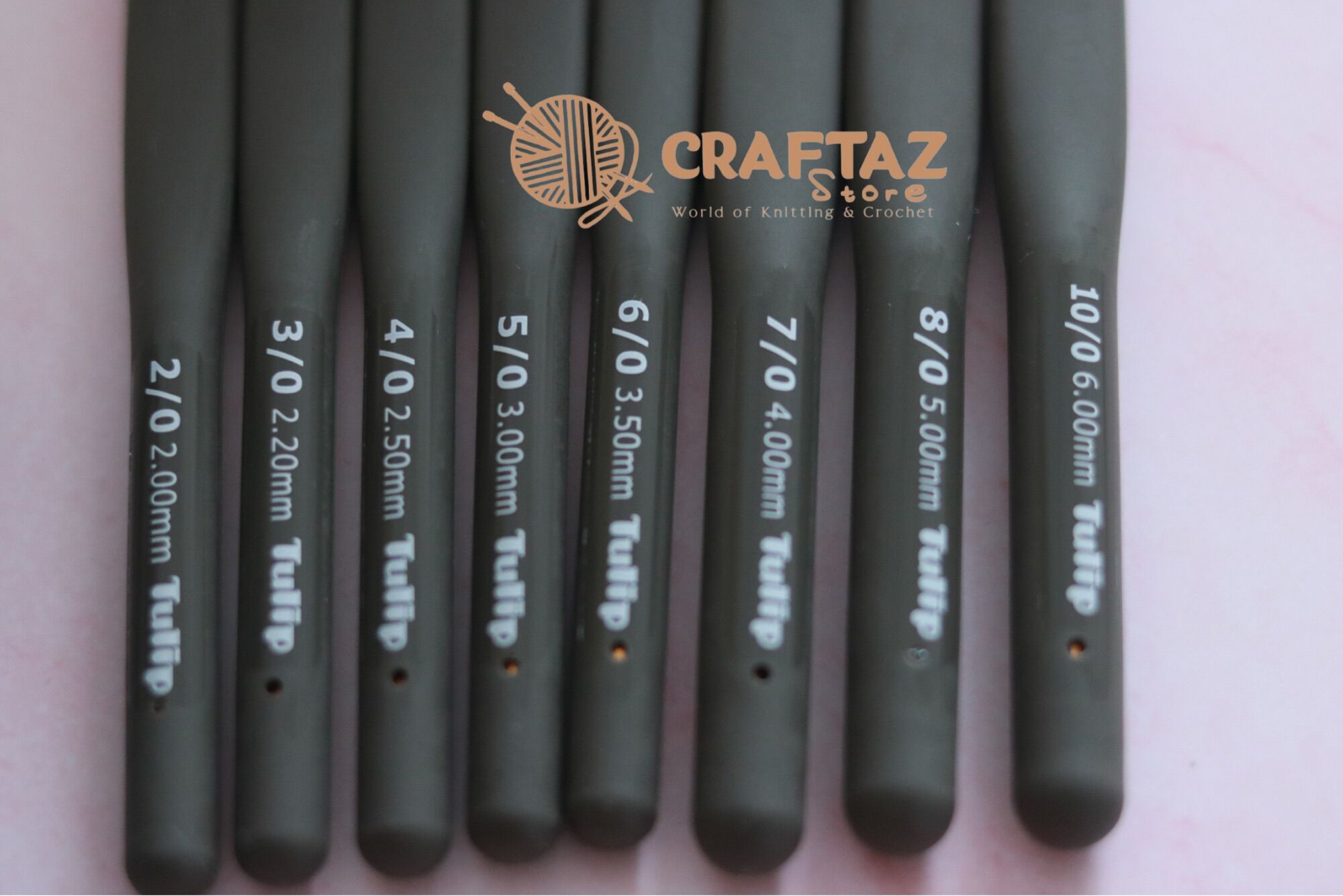 ETIMO Crochet Hook with Cushion Grip Set Premium Gold ( kim Tulip xám)