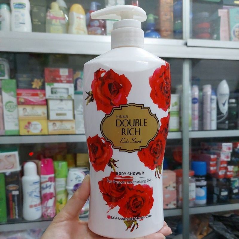 SỮA TẮM HOA HỒNG DOUBLE RICH EVA'S SECRET 800G,CHO DA MỊN MÀNG QUYẾN RŨ