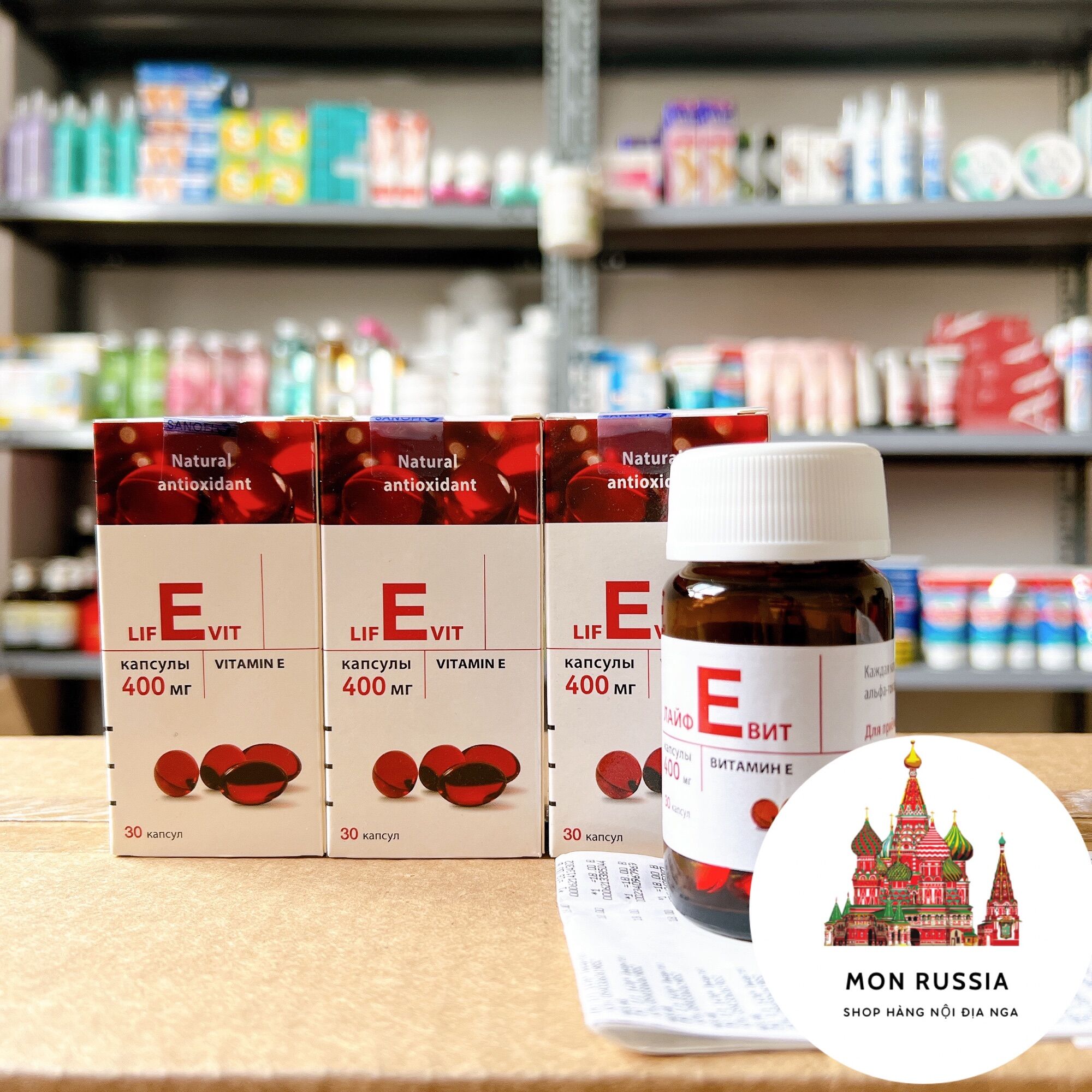 Vitamin E đỏ 400mg lọ thuỷ tinh của Nga