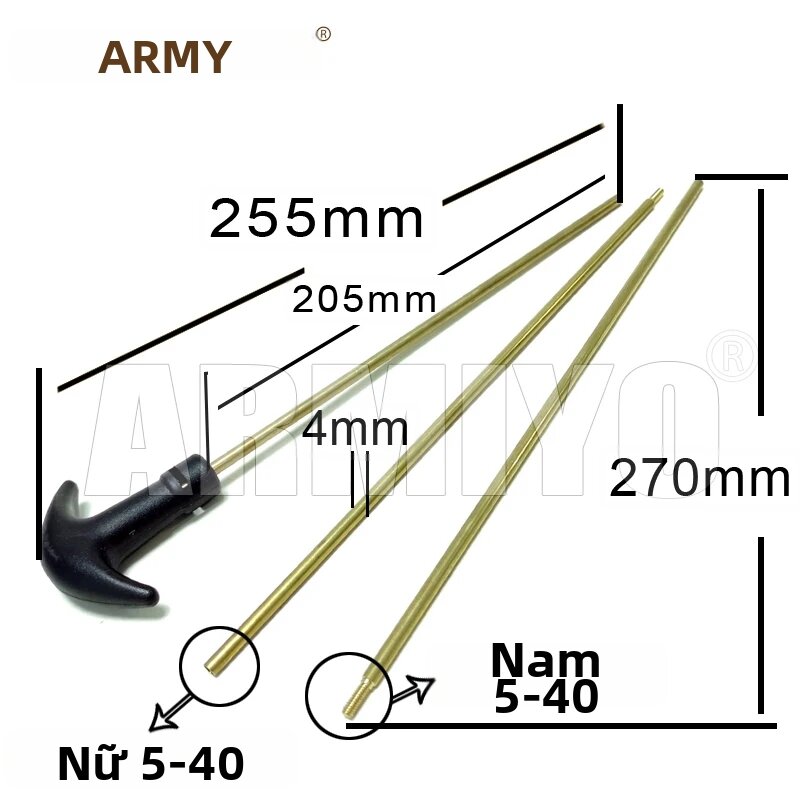 Bộ Dụng Cụ Vệ Sinh Ống Cứng Bằng Nylon Armiyo Bronze Với Que Bông, Dụng Cụ Kéo Ống Bằng Đồng Thau 4mm/5mm, Đầu Đồng Thau Cho Cỡ .17Cal ~ 12GA - 9