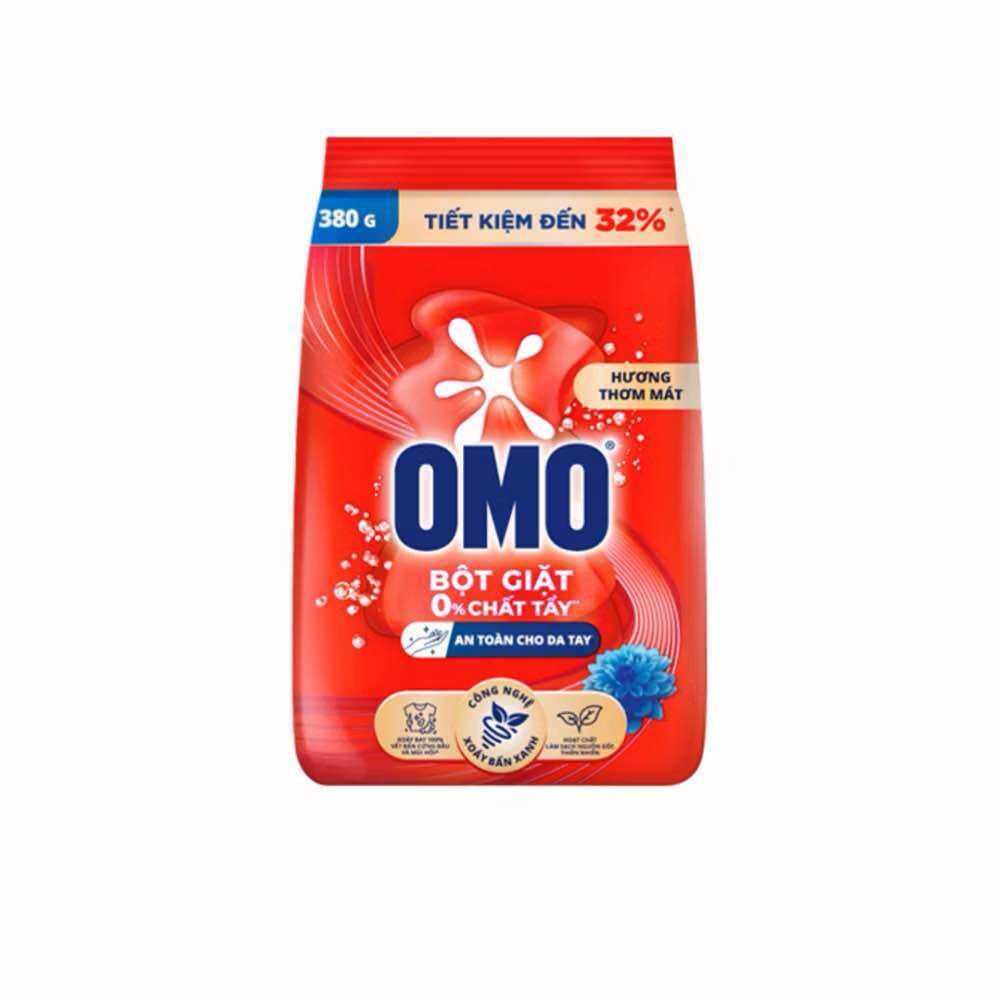 OMO BỘT GIẶT ĐỎ HƯƠNG THƠM MÁT GÓI NHỎ 380G/770G – CÔNG NGHỆ GIẶT XANH, XÓAY BAY VẾT BẨN, AN TOÀN DA TAY