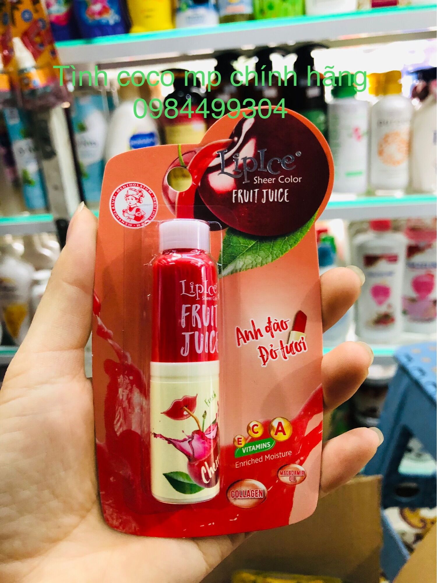 Son dưỡng môi có màu LipIce Sheer Color Fruit Juice Màu đỏ tươi