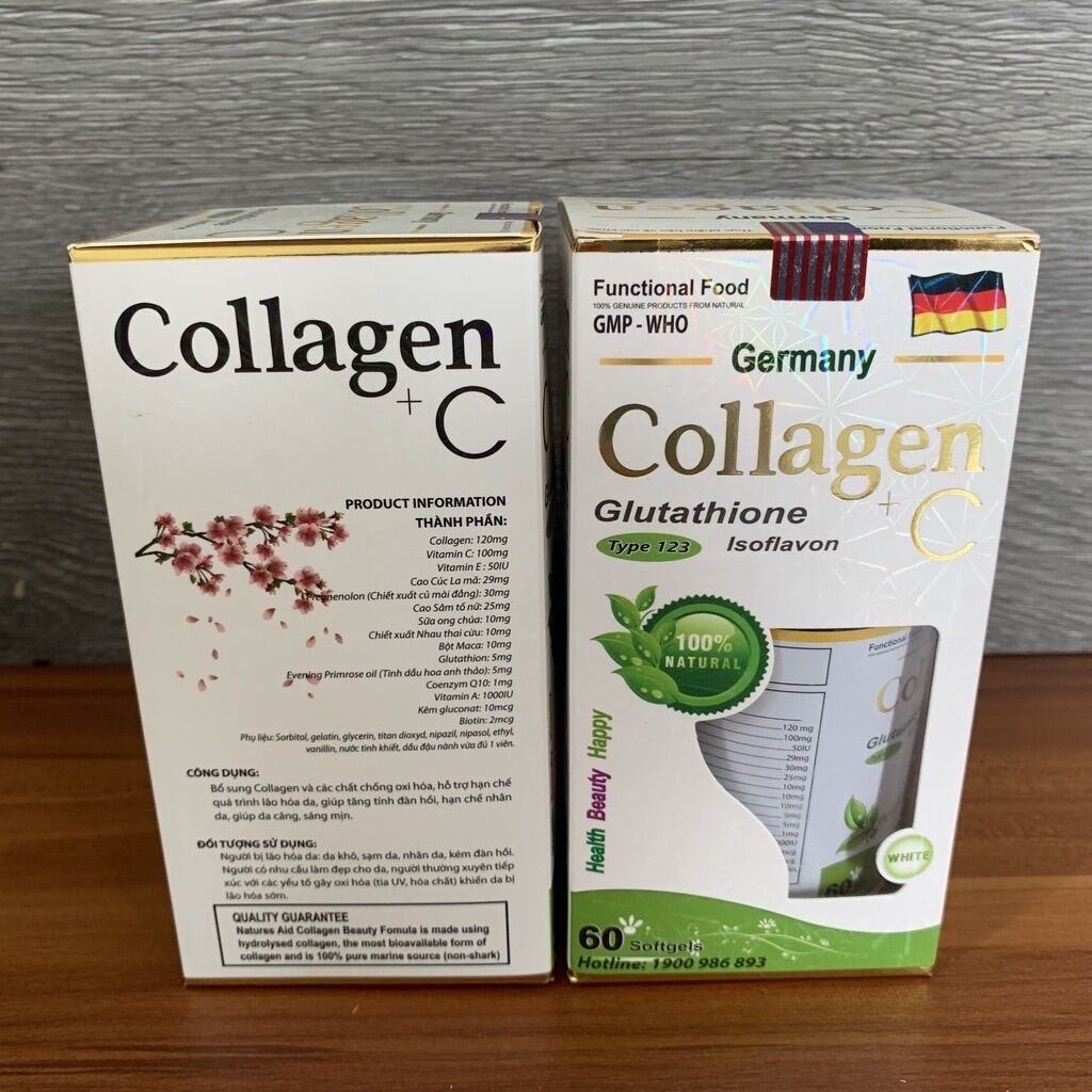 Viên uống đẹp da Collagen +C Hộp 60 viên bổ sung Collagen và Vitamin A E C
