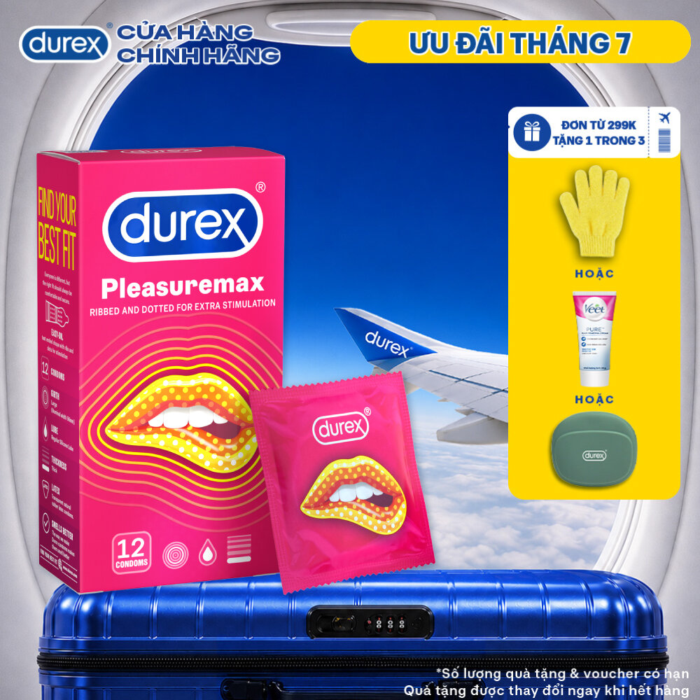 Bao cao su Durex Pleasuremax gân gai tăng khoái cảm (size 56mm, 12 bao/hộp)