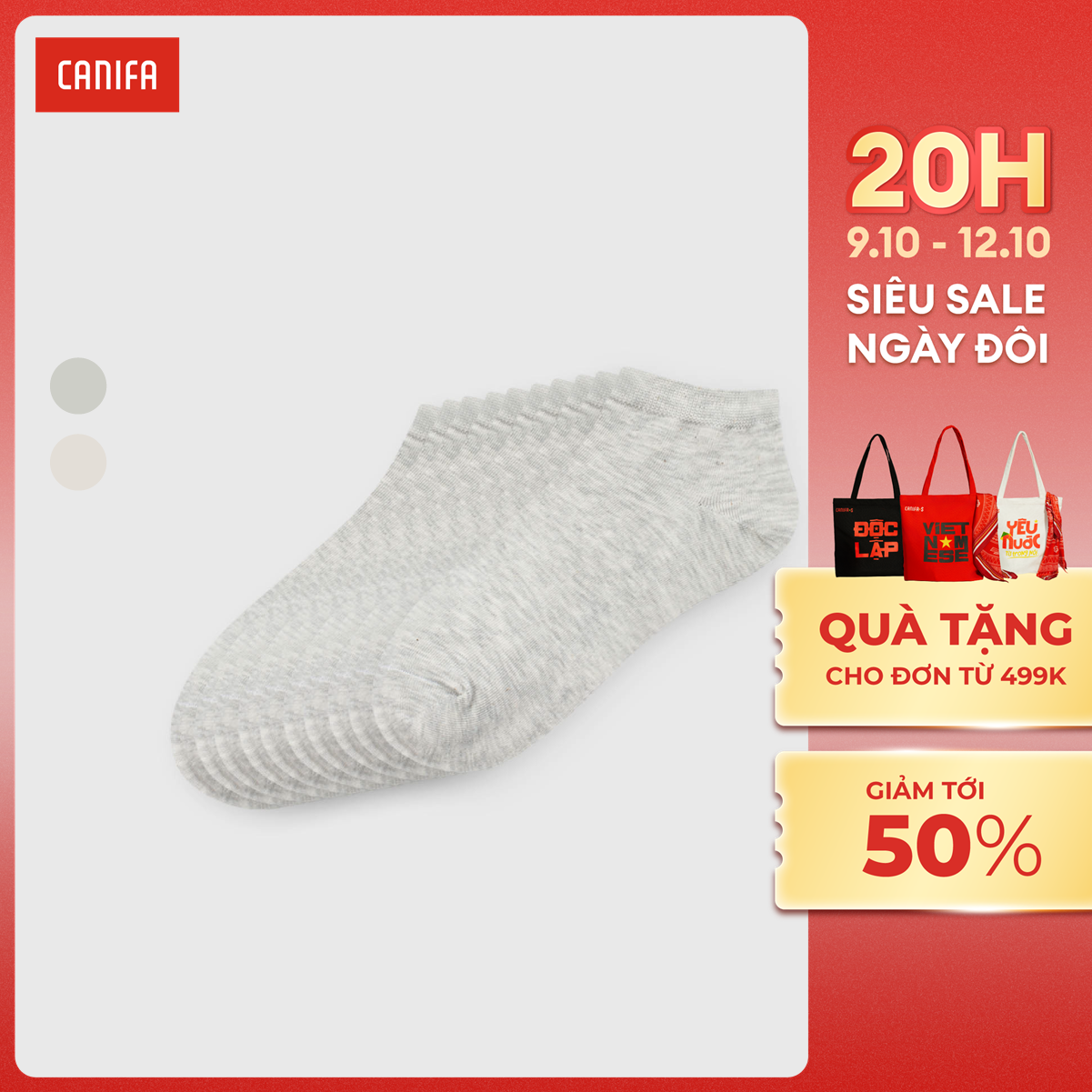 [20H 9-12.10 VOUCHER TỚI 500K] Combo 5 đôi tất nữ CANIFA 6AX25A001