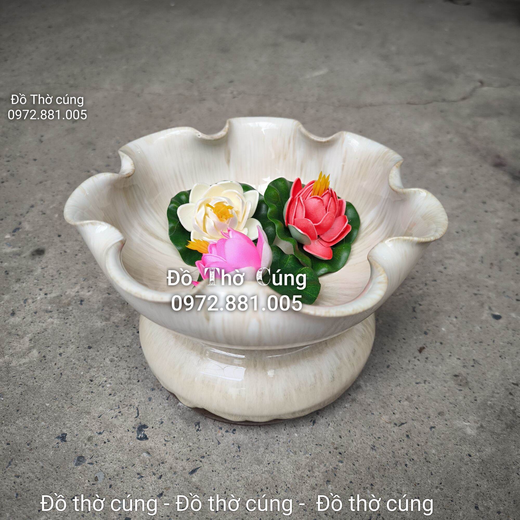 Bát thả hoa men hoả biến Màu Vàng Trắng kem