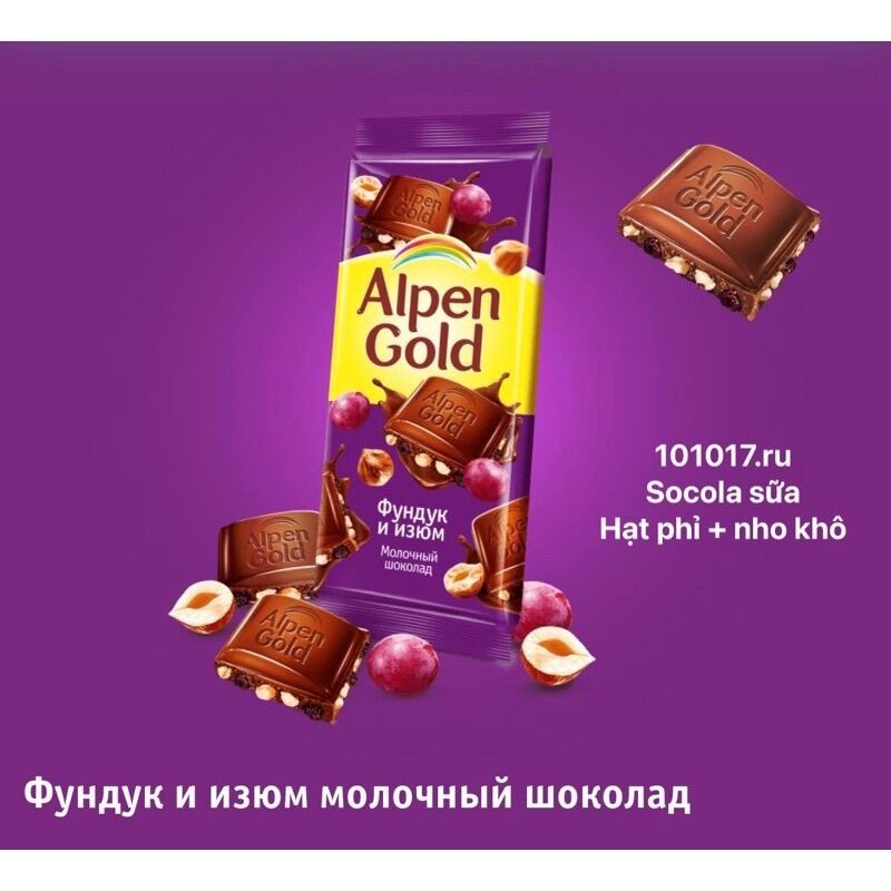 [SOCOLA NỘI ĐỊA SỐ 1 NGA] Socola Nga ALPEN GOLD dòng classic 12 vị