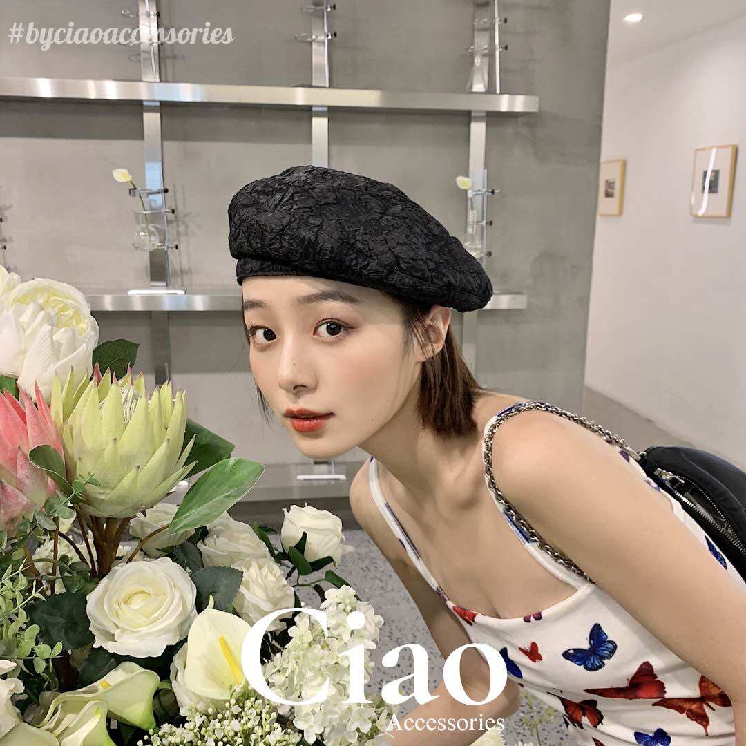 Nón, mũ beret thiết kế hoạ tiết hoa mới lạ trendy mã 17 Ciao accessories