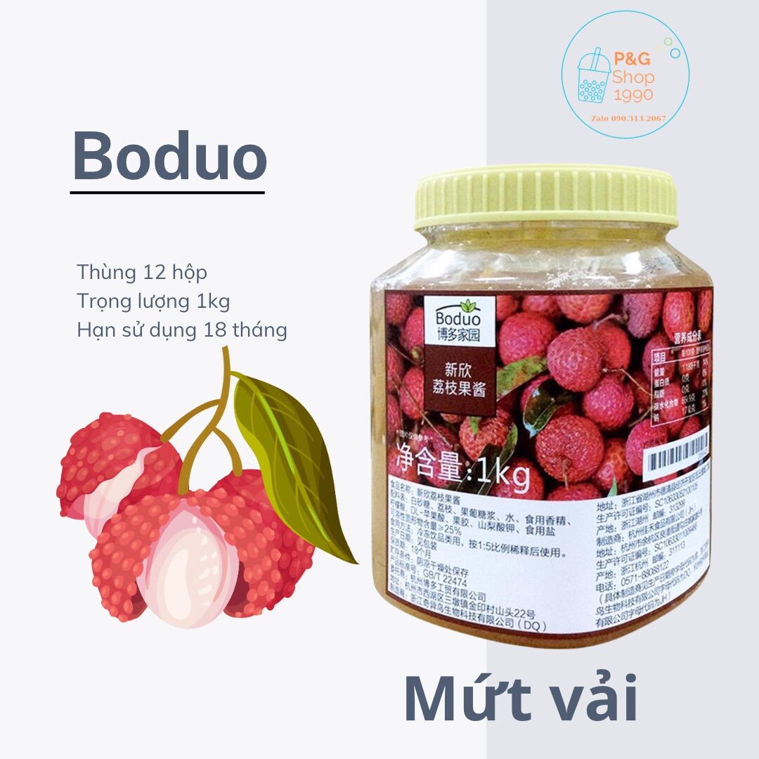 Mứt vải Boduo hộp 1kg
