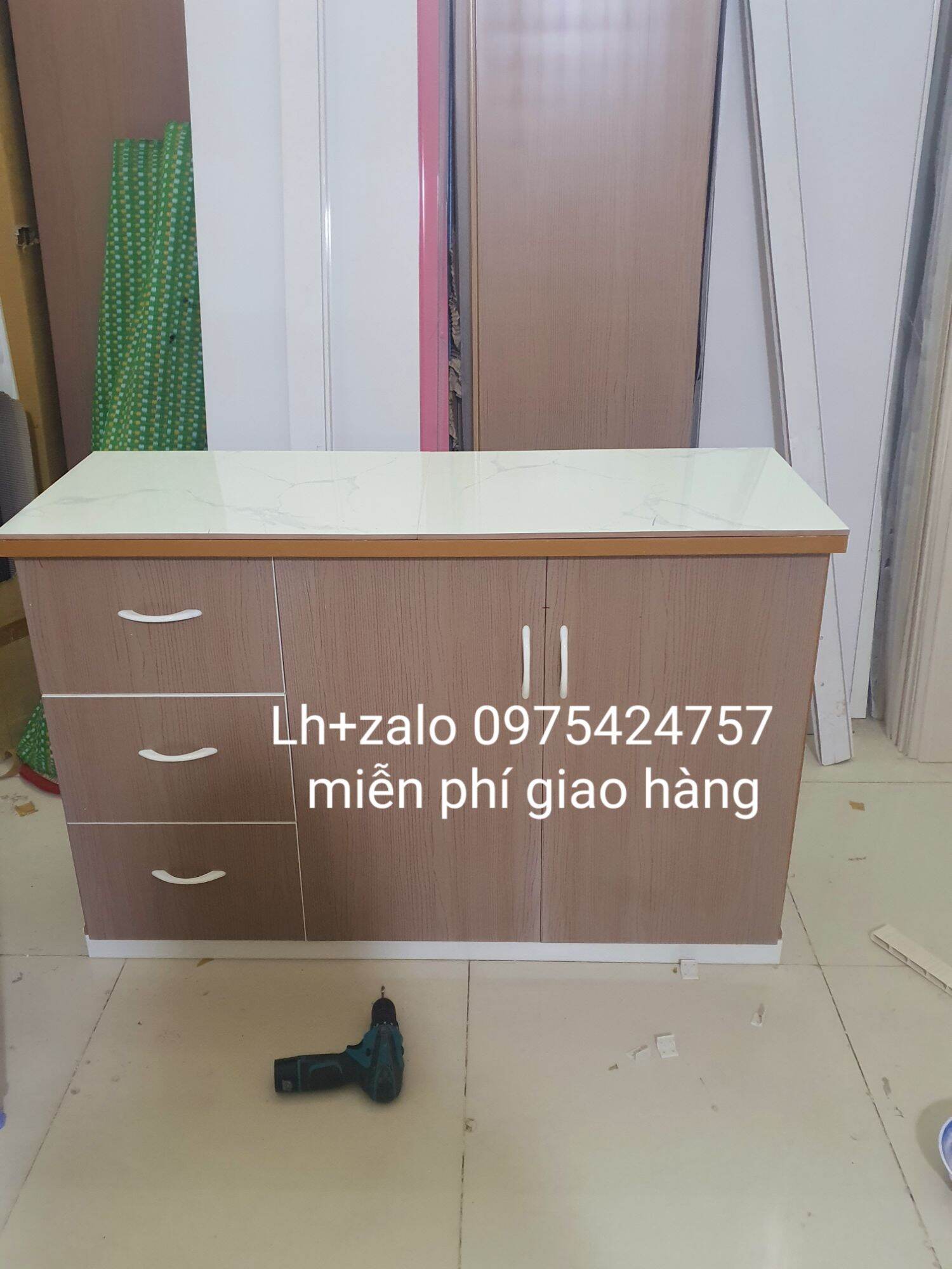 Tủ bếp mini sẵn gạch
