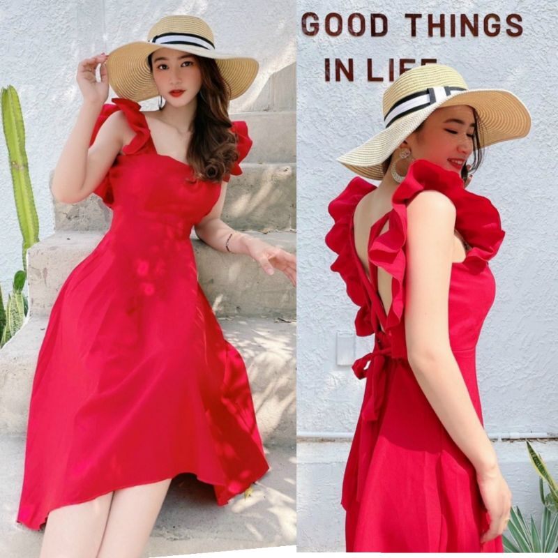 🎀 Đầm 2 Đây Hở Lưng Đan Dây Dáng Dài