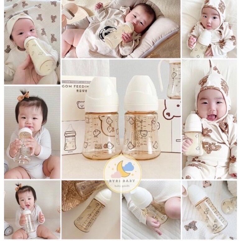 (Có sẵn) BÌNH SỮA GẤU ĐEN DOTTODOT x GROSMIMI