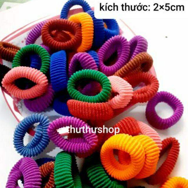 Túi 10 thun cột tóc màu/đen/sọc (bản 1.5-2cm)