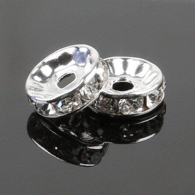 10 charm bánh xe chặn hạt đính đá pha lê làm vòng nhiều size