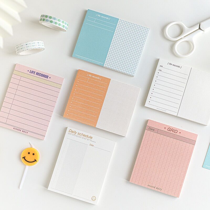 Mix 60 tờ note 6 mẫu tông màu nhẹ nhàng dùng để trang trí bullet journal