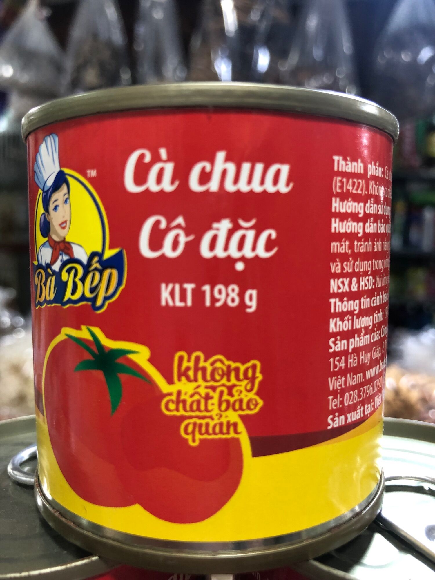 Cà chua cô đặc, cà chua lon Bà Bếp, 198gr