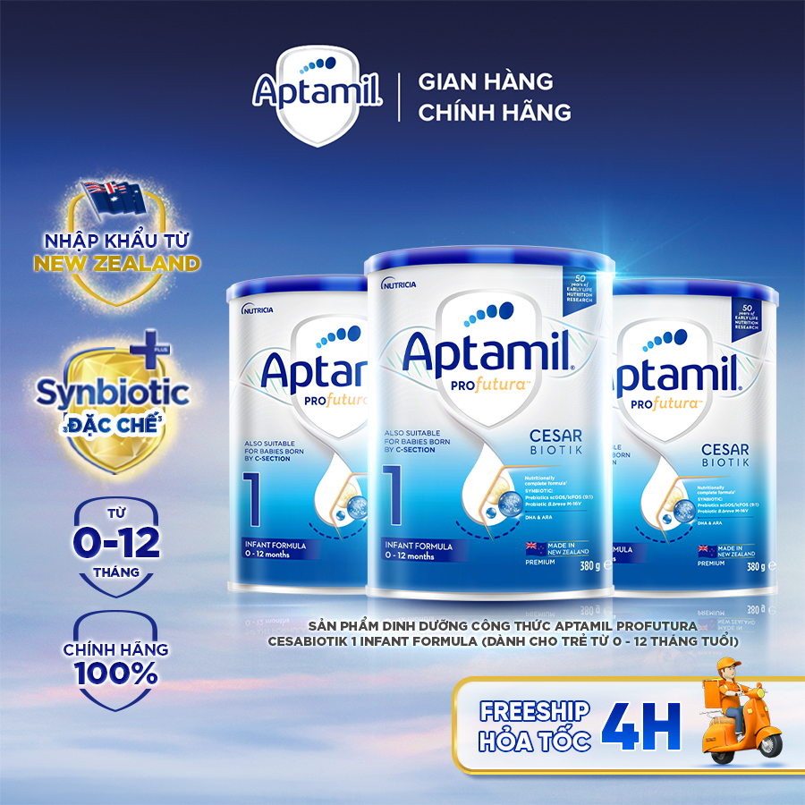 [Hoả tốc - 0Đ] Combo 3 Sữa bột Aptamil Profutura Cesarbiotik New Zealand số 1 380g - Synbiotic độc quyền